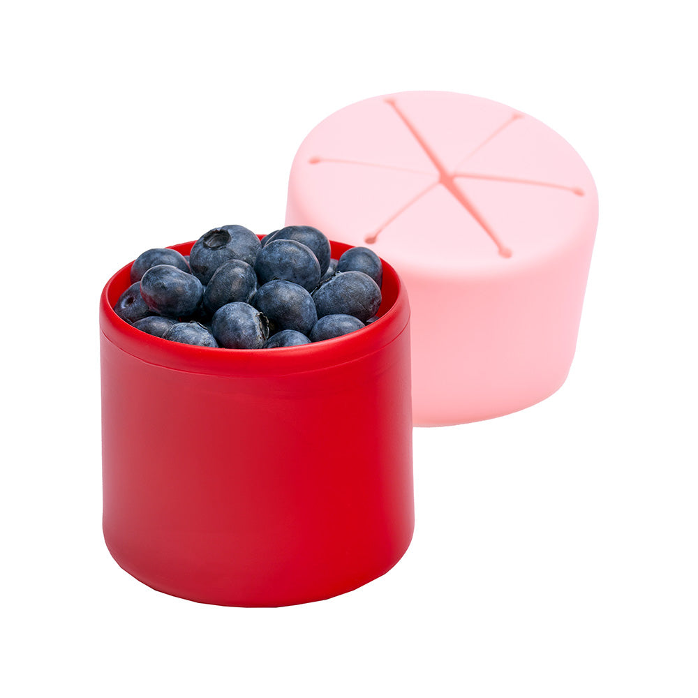 Blueberries are in a snack cup.